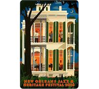 LZWDO Plaques métalliques amusantes en étain, New Orleans Jazz & Heritage Festival, vintage, bar, club, cave, maison, cuisine, rustique, voyage, décoration murale, 15 x 30 cm