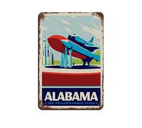 LZWDO Plaques métalliques décoratives pour l'État d'Alabama, style vintage, pour bar, club, maison, cuisine ou grotte. Décoration murale rustique et humoristique. 15 x 30 cm.