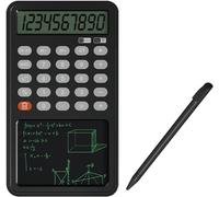 LZX-28 Calculatrice Portable Double Fonction avec Mini Bloc-Notes avec Écran LCD Numérique 10+2 pour Étudiants et Bureaux,Noir