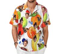 LZXSXZ Chemise hawaïenne personnalisée avec Visage, Chemises hawaïennes boutonnées Amusantes et personnalisées avec Visage pour Hommes, Petit ami, Mari, père, Cadeaux de Plage
