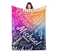 LZXSXZ Couverture personnalisée - Plaid Personnalisé Nom et Texte Couverture - Couverture Personnalisée avec Nom - Couverture PersonnaliséE pour Papa, Maman, Amis Ou Amoureux Cadeau pour Noël