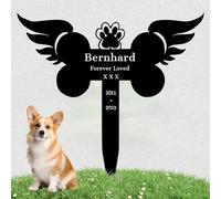 LZXSXZ Pierre tombale personnalisée pour Animaux de Compagnie - Croix funéraire Design pour Animaux avec Gravure - Décoration funéraire pour Chien ou Chat - Nom, Date