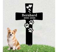 LZXSXZ Pierre tombale personnalisée pour Animaux de Compagnie - Croix funéraire Design pour Animaux avec Gravure - Décoration funéraire pour Chien ou Chat - Nom, Date