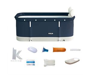 LZYANG Baignoire portable, salle de bains familiale séparée pliable baignoire SPA trempage baignoire debout bain chaud adulte bain de glace avec robinet de vidange et dossier (coréen)