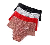 LZYCJL 3PC Women Underwear Mid-Rise Briefs String Underpant Solid Comfortable Female Breathable Lingerie(Black,as4,Alpha,x_l,Regular,Regular)