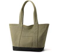 LZYCJL Sac En Toile Pour Femmes Avec Sac À Main Grande Capacité Et Fermeture D’épaule Pour Les Achats, Les Voyages, Le Travail(Vert)