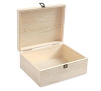LZYDKH Boîte de rangement en bois naturel avec couvercle à charnière - En bois naturel avec couvercle - Fermeture avant - En bois de pin naturel - Pour accessoires, souvenirs, vernis - 23 x 23 x 10 cm