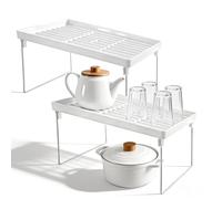 LZYDKH Lot de 2 étagères de rangement empilables en plastique pour comptoir de cuisine 31,6 x 19,5 x 16 cm (blanc)