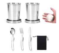 LZYDKH Lot de 2 gobelets pliants en acier inoxydable - 150 ml - Gobelets pliables - Pour le camping, les voyages, les pique-niques, la randonnée