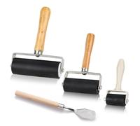 LZYDKH Lot de 3 rouleaux de pressage en caoutchouc durable avec 1 grattoir pour graphiques d'impression, tampons, encres, papier peint et artisanat (3,5 cm, 6 cm, 10 cm)