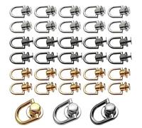 LZYDKH Lot de 30 rivets en forme de D pour cuir, 8 mm, pour portefeuille, téléphone portable, sac à main (or, argent, noir)