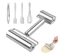 LZYDKH Lot de 5 petits rouleaux à pâtisserie en acier inoxydable à double tête - Accessoires de pâtisserie professionnels avec pinceau à pâtisserie en silicone - Fouet - Spatule - Pince de cuisine