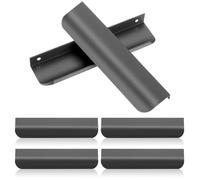 LZYDKH Lot de 6 poignées de meuble cachées - 150 mm - Barre invisible - Avec vis - Poignées profilées - En aluminium - Pour portes d'armoire - Gris