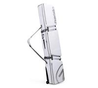 Lzyjck Housse de Ski Double à roulettes, Sac de Snowboard étanche à roulettes Extensible de 165 à 177 cm, 3 Poches extérieures rembourrées Convient pour Un Ski ou Deux Paires de Skis,Blanc