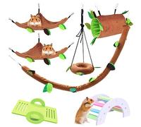 LZYMSZ 7PCS Hamster Hamac, Petits Animaux Suspendus Chaud Lit Maison Cage Nid Accessoires avec Tunnel Suspendu Balançoire Téléphérique Pont en Arc Balançoire pour Rat Oiseau Écureuil Jouant Dormir