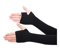 LZYMSZ Manches de Bras, Anti UV Élastiques Sport de Manchettes Gants Longs Sans Doigts Respirante Gants de Protection Arm Warmers, Couverture Manchon Tatouage pour Course à Pied Pêche Cyclisme (black)