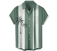 Lzzidou Chemise hawaïenne à manches courtes boutonnée pour homme, Arbre blanc sauge, Taille 3XL
