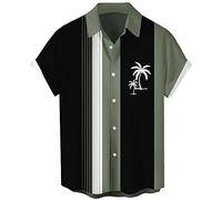 Lzzidou Chemise hawaïenne à manches courtes boutonnée pour homme, Arbre noir sauge, Taille 3XL