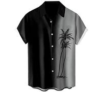 Lzzidou Chemise hawaïenne à manches courtes boutonnée pour homme, Coco gris dégradé, XX-Large