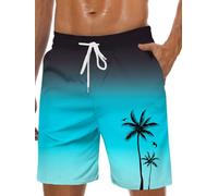 Lzzidou Maillot de bain hawaïen à séchage rapide pour homme avec doublure en maille avec poches, taille 3XL, turquoise