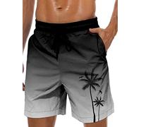 Lzzidou Maillot de bain hawaïen pour homme avec entrejambe de 22,9 cm, doublure en maille, short de plage avec poches, Rampe noire et grise, X-Large