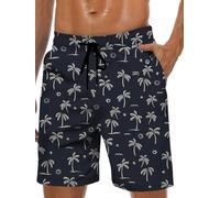 Lzzidou Maillot de Bain pour Homme avec Doublure intérieure en Maille à séchage Rapide 20,3 cm, Arbre Bleu Marine, X-Large