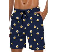 Lzzidou Short de bain pour homme avec doublure en maille à séchage rapide, Bière Citron, XX-Large