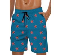 Lzzidou Short de bain pour homme avec doublure en maille - Séchage rapide - Boardshort - Taille XXL - Motif étoile de mer
