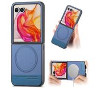 Lzzox Coque arrière rigide pour Motorola Razr 60 Ultra 2025 compatible avec le chargement sans fil magnétique avec texture tissu élégant et rigide (bleu, Razr 60 Ultra)
