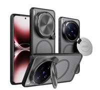 Lzzox Coque magnétique sans fil avec béquille en métal pour Vivo X200 Ultra - Anti-chute - Antidérapant - Translucide - Bord souple - Arrière rigide (X200 Ultra)