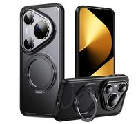 Lzzox Coque pour Huawei Pura 90 Pro, béquille rotative à 360°, support magnétique sans fil, protection d'appareil photo, coque de téléphone mate anti-chute (noir, 90 Pro)