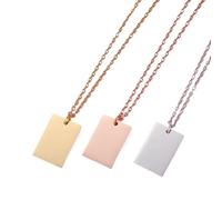 LZZYFPX Lot de 10 pendentifs rectangulaires en Acier Inoxydable, 22 x 15 mm, for Colliers, chaînes, Colliers, Logos, DIY(60cm,Rose Gold Color)