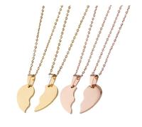 LZZYFPX Lot de 5 Paires de Colliers en Acier Inoxydable avec Pendentif en Forme de cœur, Vierges à Graver, en métal Poli Miroir(60cm,Steel)