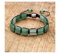 LZZYFPX Magnifique Bracelet tressé œil de Tigre carré 10MM, Pierre Naturelle, bohémien Punk for Hommes et Femmes, Bracelet à Breloques d'amitié, Bijoux for Couples Vogue(A483 Green Aventurin)