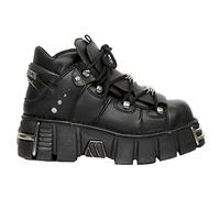 M-106-VS1 Bottes Punk Rock Unisexe en Cuir végétal Noir métallisé
