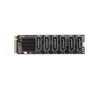 M.2 MKEY PCI-E Riser Card NVME para SATA3.0 PCIE SATA 6Gpbsx6-Port Expansion ASM1166