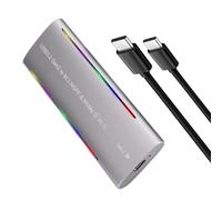 M.2 NVMe & SATA SSD Boîtier 20 Gbps, USB-C 3.2 Gen2x2 en aluminium Enclosure avec RVB, boîtier de disque dur M.2 sans outil pour 2230/2242/2260/2280, compatible avec MacBook, Windows, PS5, Phone 17