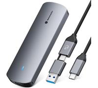 M.2 NVMe SSD Enclosure,Aluminum USB3.2 Gen2 10Gbps M.2 NVMe SATA SSD Support 2230/2242/2260/2280-Tool-free Installation Wide Compatibility with Windows,Linux and Mac