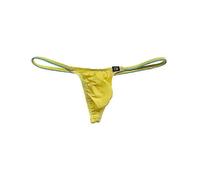 (M(27-30inch),Yellow)Mens Ice Silk Thong Mini Micro Bikini G-string Swim Tanga Underpant Low Rise Male Sexy Beachwear Sunbath T-back Panty Underwear