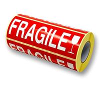 M-3 500 Etiquettes Fragile Rouge 165 x 55 mm Etiquette de Signalisation Fragile Papier Brillant rouge avec une impression blanche imprimé Verre + Fragile Colle forte Permanente pour colis fragile