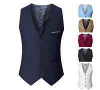 M-7XL printemps/été homme costume gilet sans manches gilet avec taille réglable simple boutonnage couleur unie costume d'affaires gilet de mariage Bourgogne