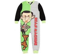 M. Bean Boys Onesie en Vert | Combinaison Polaire Tout-en-Un pour Enfants | Pyjamas | Série TV drôle Dessin animé Croquis Combinaison Barboteuse | Bean & Teddy Body PJs Cadeau de Marchandise