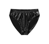 (M,Black A)Mens Wet Look Patent Leather Briefs Underwear Elastic Waistband Underpants For Club Pole Dancing