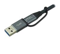 MCL Samar Câble USB Type-C tressé USB 3.2 10Gb 100W/5A + adaptateur USB 3.0 mâle 2 m noir/gris