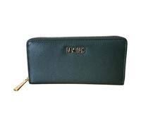 M*BRC MBRC Portefeuilles femme à 3 compartiments fermés par fermeture éclair 8 cartes en cuir véritable fabriqué en Italie G623, vert, L, Décontracté