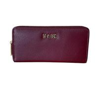 M*BRC MBRC Portefeuilles femme à 3 compartiments fermés par fermeture éclair 8 cartes en cuir véritable fabriqué en Italie G623, bordeaux, L, Décontracté