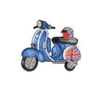 M & C Ecusson thermocollant Scooter Bleu Anglais 3,5 cm x 6 cm