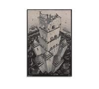 M. C. Escher - Impression sur toile représentant la Tour de Babel - Décoration murale pour salon, chambre à coucher (40 x 60 cm)