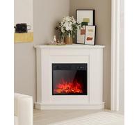 M.C.Haus Cheminée Electrique avec Tablette Triangulaire, Cheminée d'angle de Qualité, 18"/45cm Cheminée Encastrée, 900/1800W Chauffage, 3 Couleurs Effet de Flamme Réaliste, Blanc
