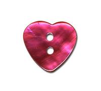 M & C Lot de 6 Boutons Nacre en Forme de Coeur Couleur Fuchsia - Taille 18mm